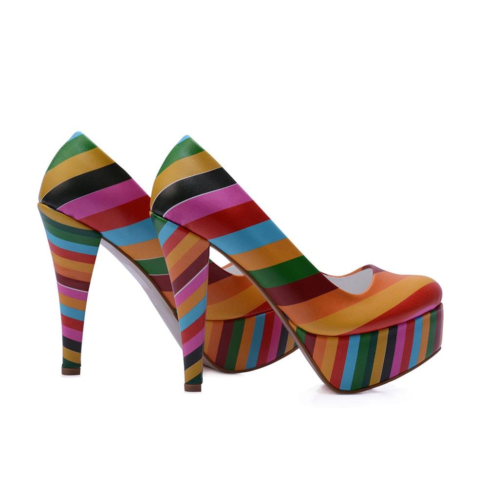 Colored Striped Heel Shoes PLT2059 (1405809000544)