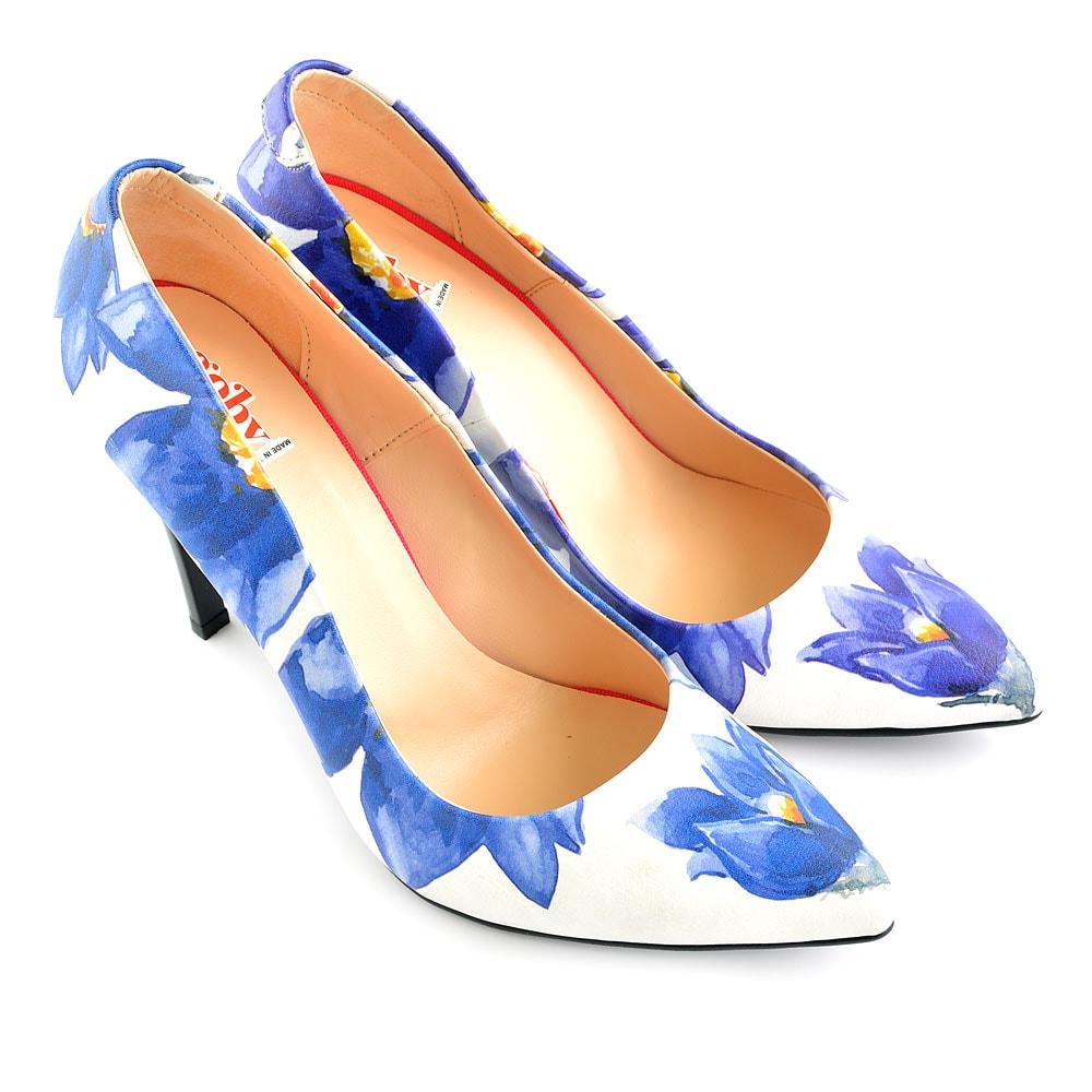 Blue Flowers Heel Shoes STL4403 (506277429280)