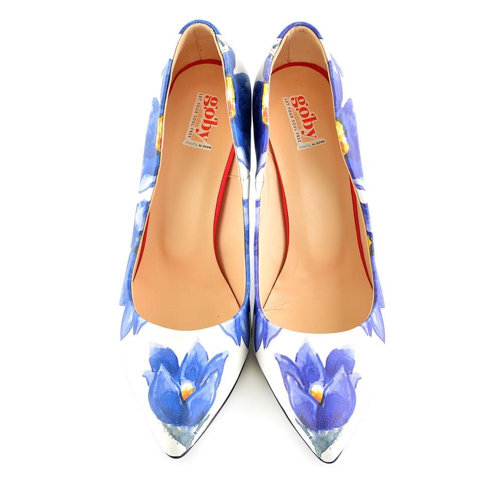 Blue Flowers Heel Shoes STL4403 (506277429280)
