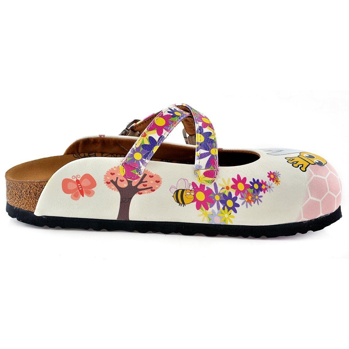 Yellow & Pink Bee Clogs WCAL123 (737673379936)