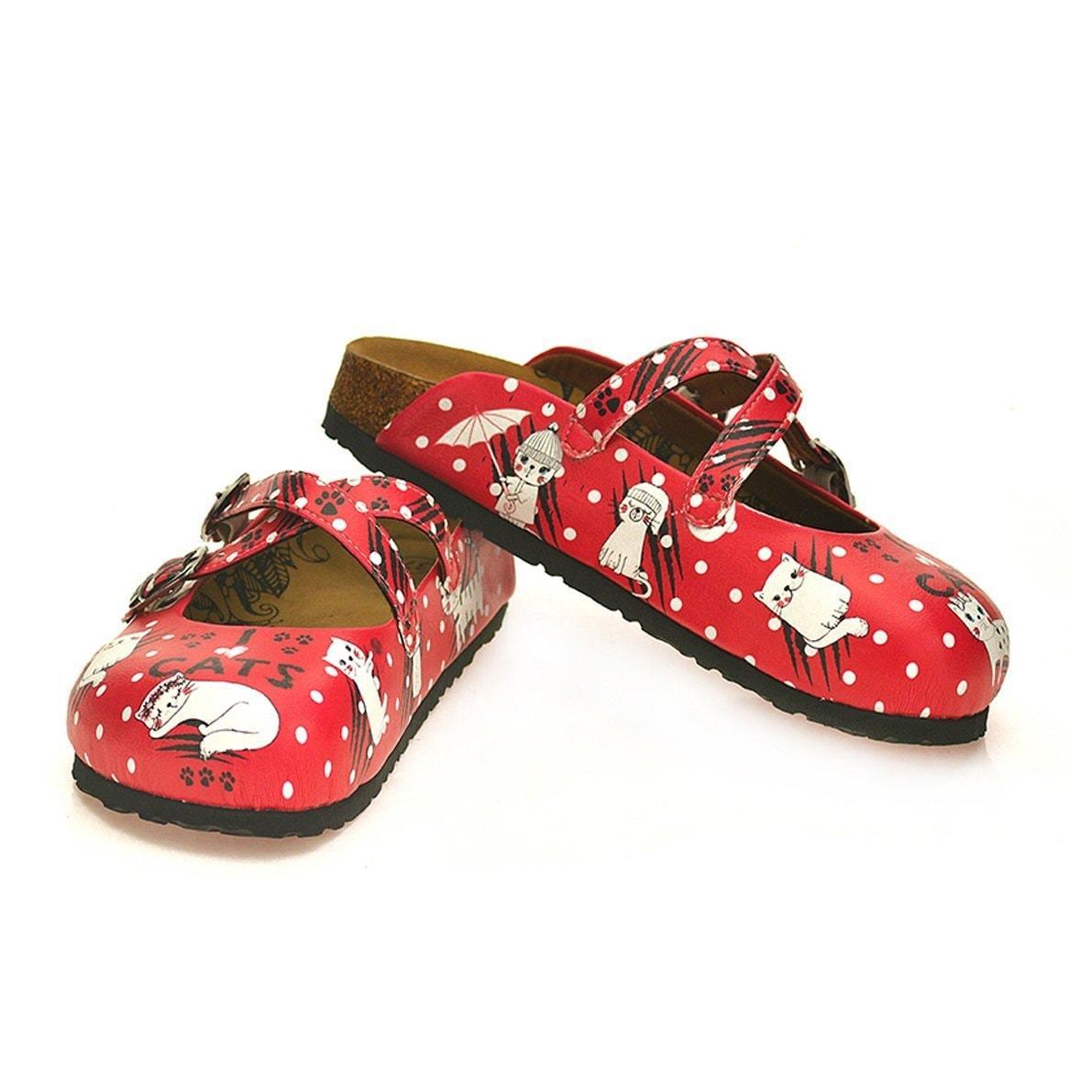 Red I Love Cats Cross-Strap Clogs WCAL132 (737699561568)