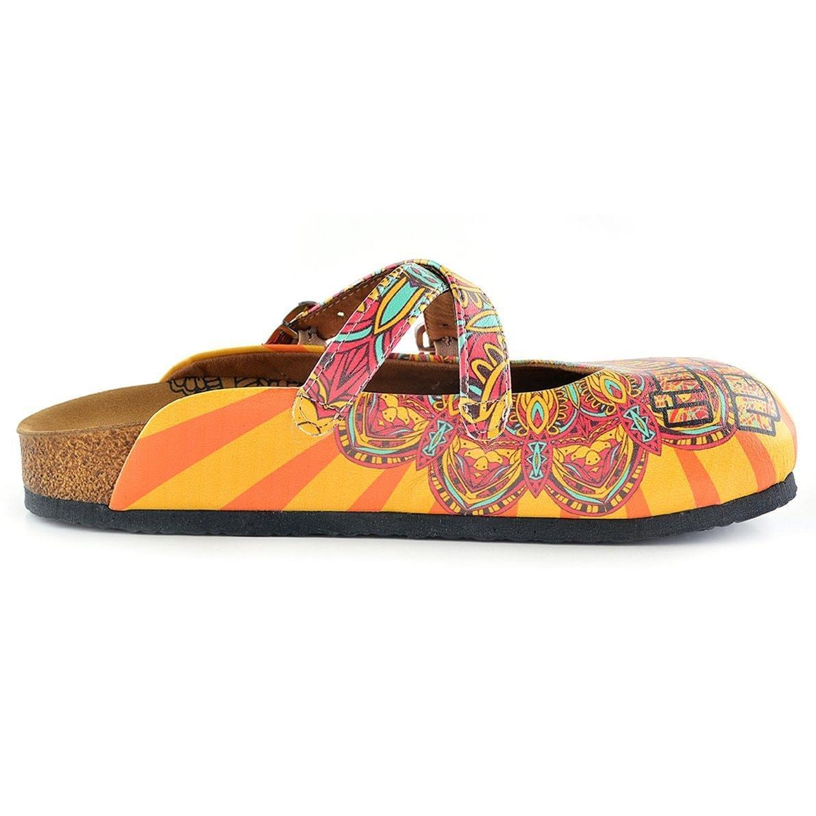 Yellow & Red Peace Sign Cross-Strap Clogs WCAL134 (737672822880)