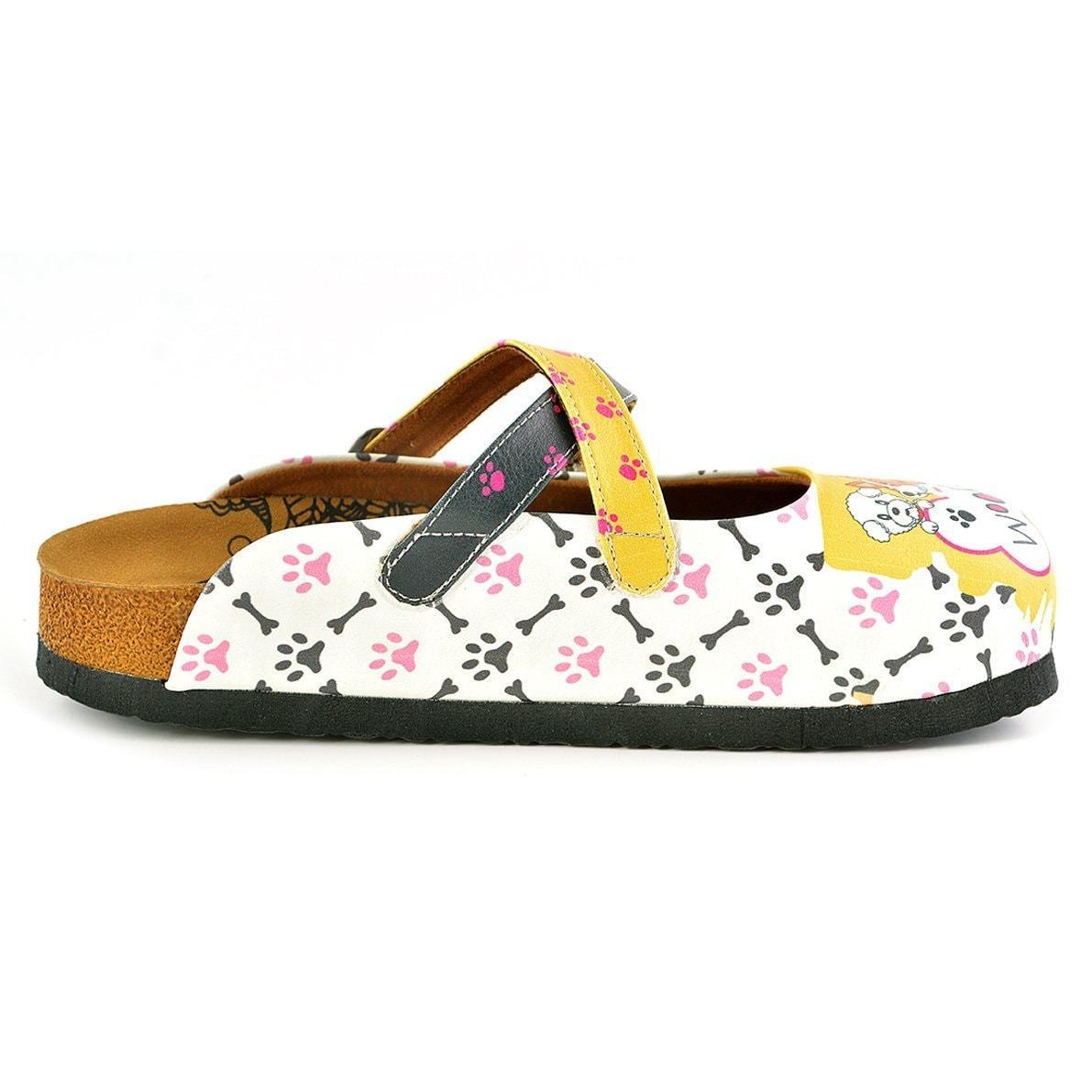 Yellow & White I Love Dogs Crisscross Clogs WCAL149 (737671118944)