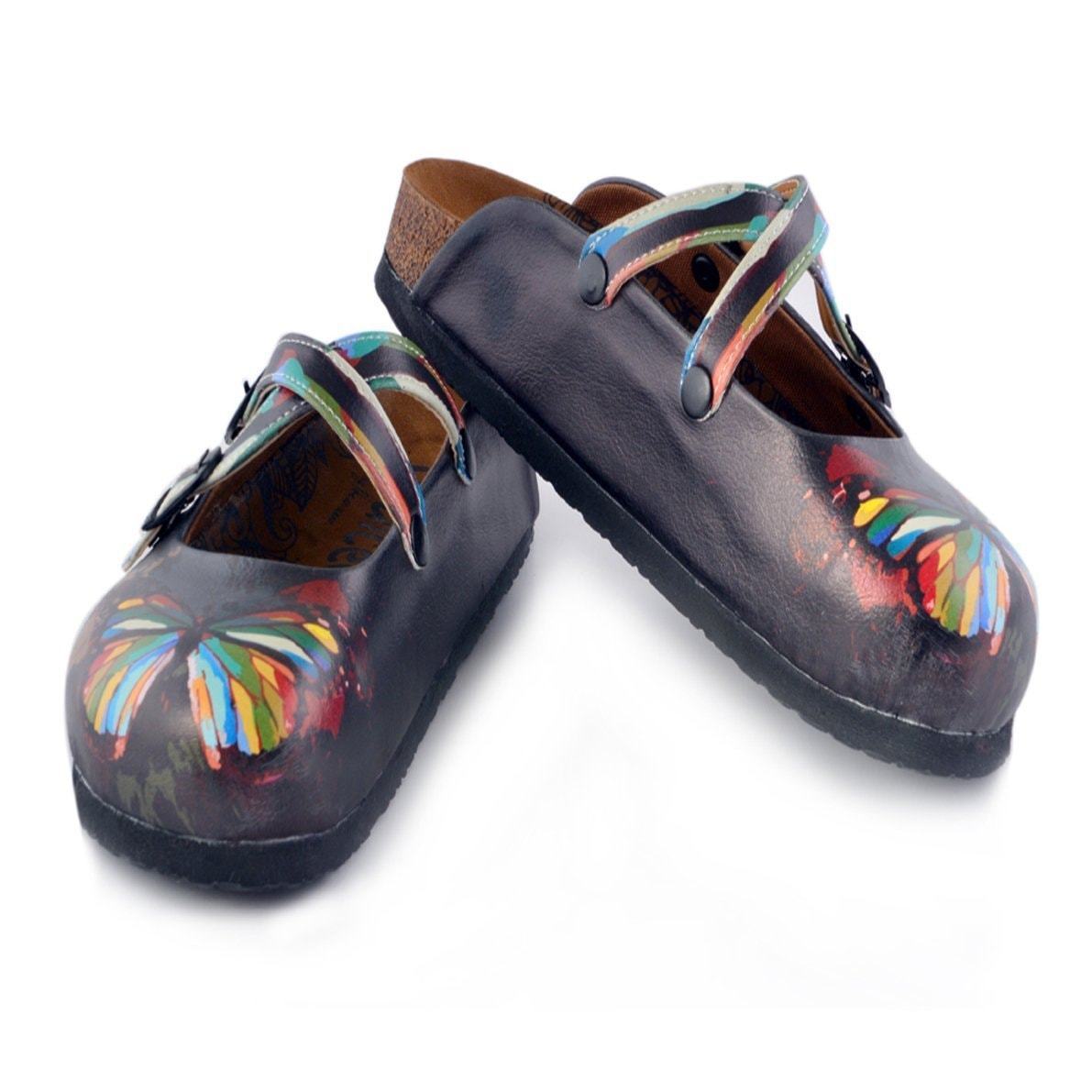 Charcoal & Red Butterfly Clogs WCAL158 (737670824032)