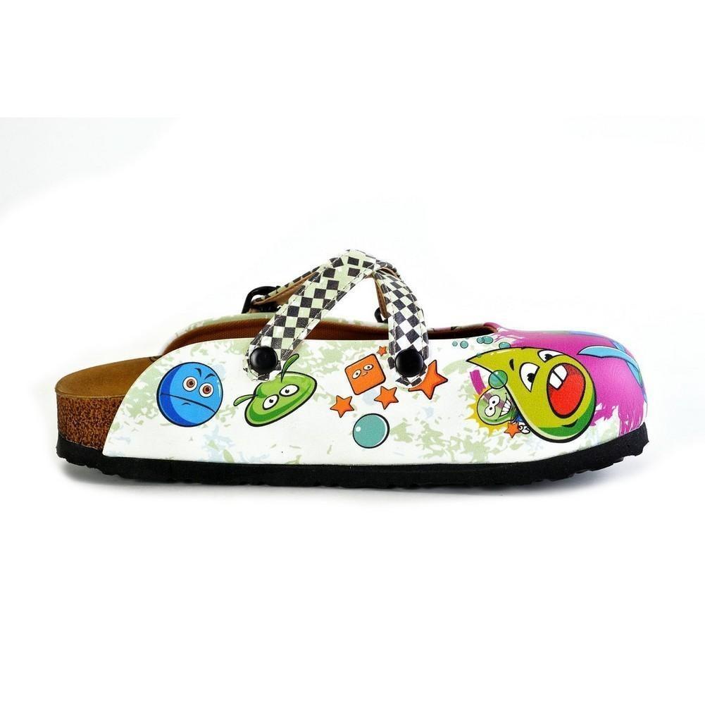 Black and White Squareds and Anime Character Patterned Clogs - WCAL173 (774937804896)