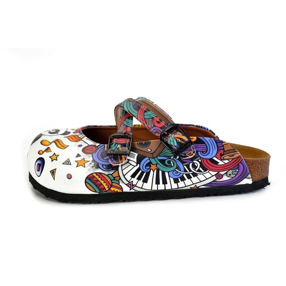 Colorful Moving and Mixed Patterned and White Dancing Panda Patterned Clogs - WCAL176 (774938493024)
