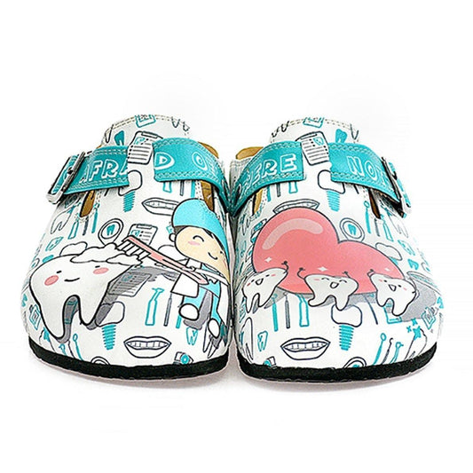 White & Aqua Dentist Clogs WCAL326 (737670758496)