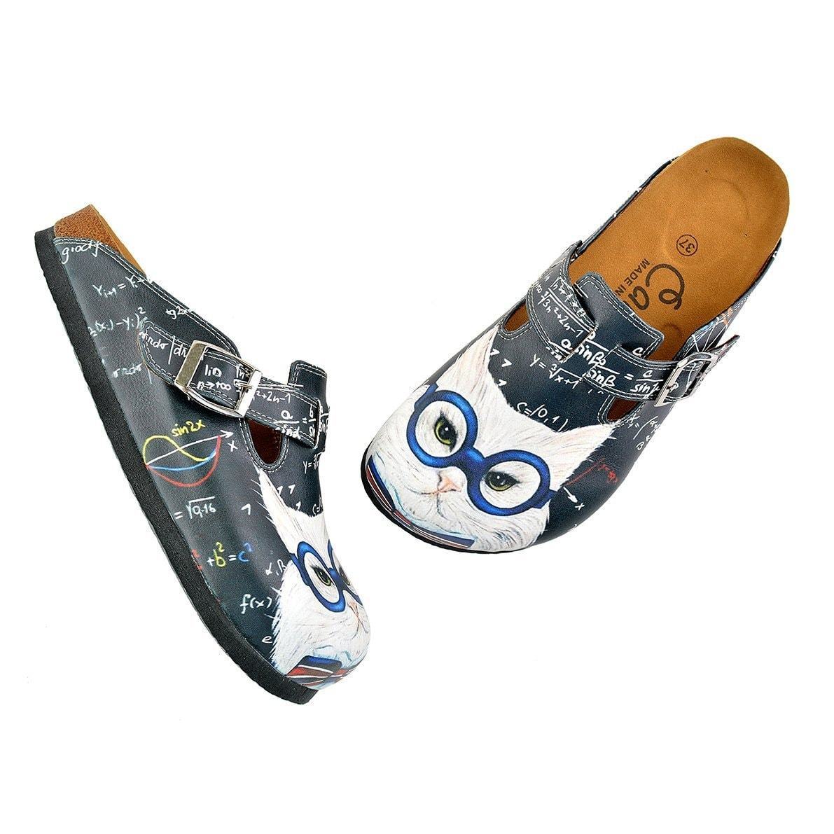 White & Gray Cat Clogs WCAL343 (737670332512)