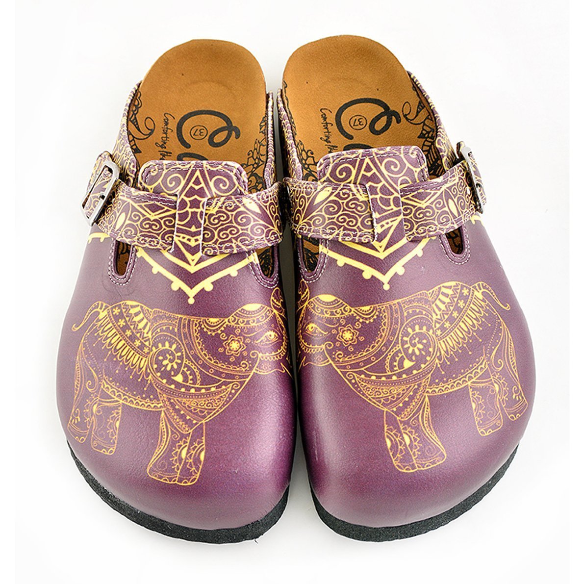 Purple & Yellow Elephant Clogs WCAL345 (737670266976)