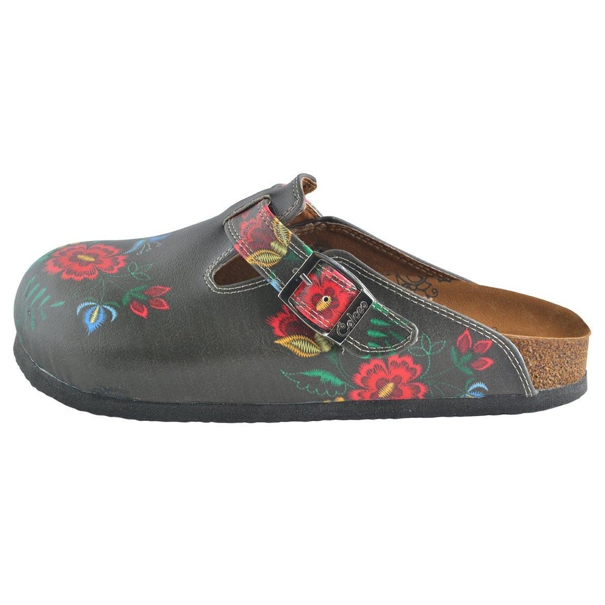 Gray & Red Floral Clogs WCAL355 (737670103136)