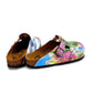 Green and Pink Colored and Flowered, Welcome Bodrum Written Patterned Clogs - WCAL368 (774939869280)