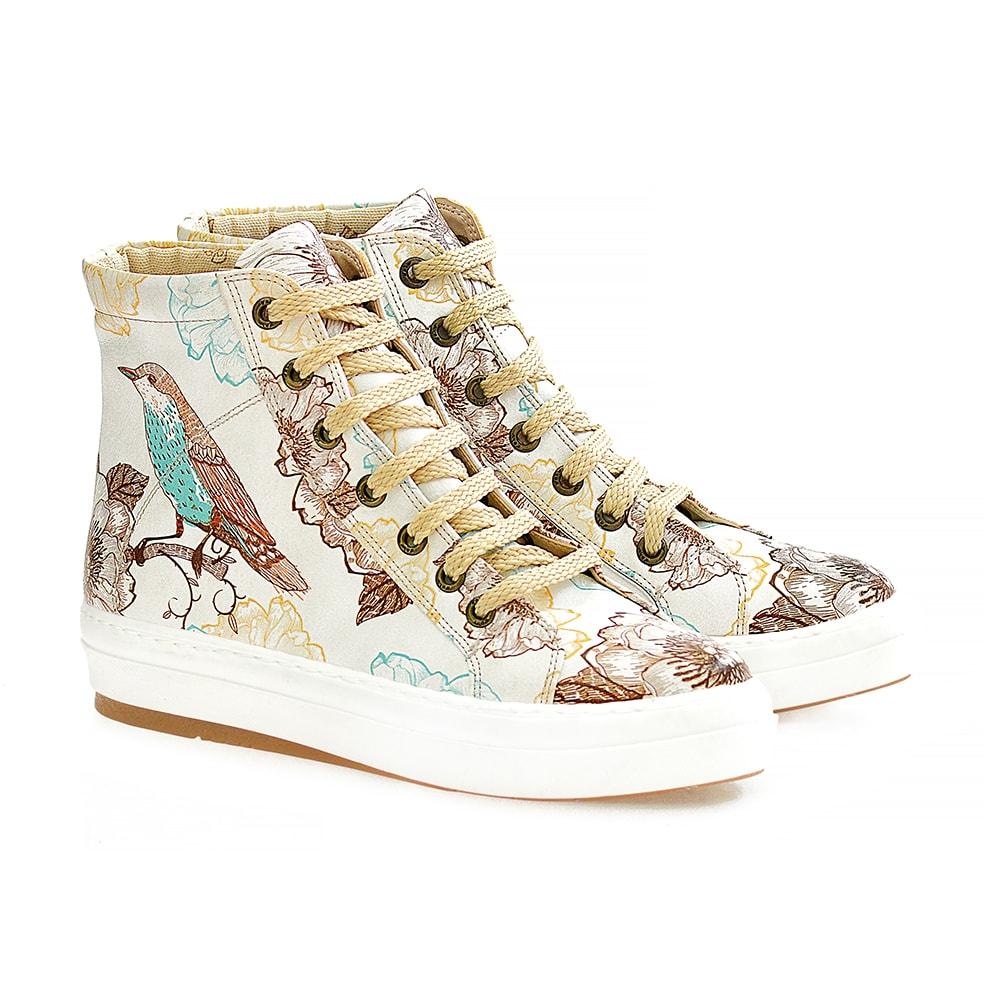 Flowers and Bird Sneaker Boots WCV2026 (1405820633184)