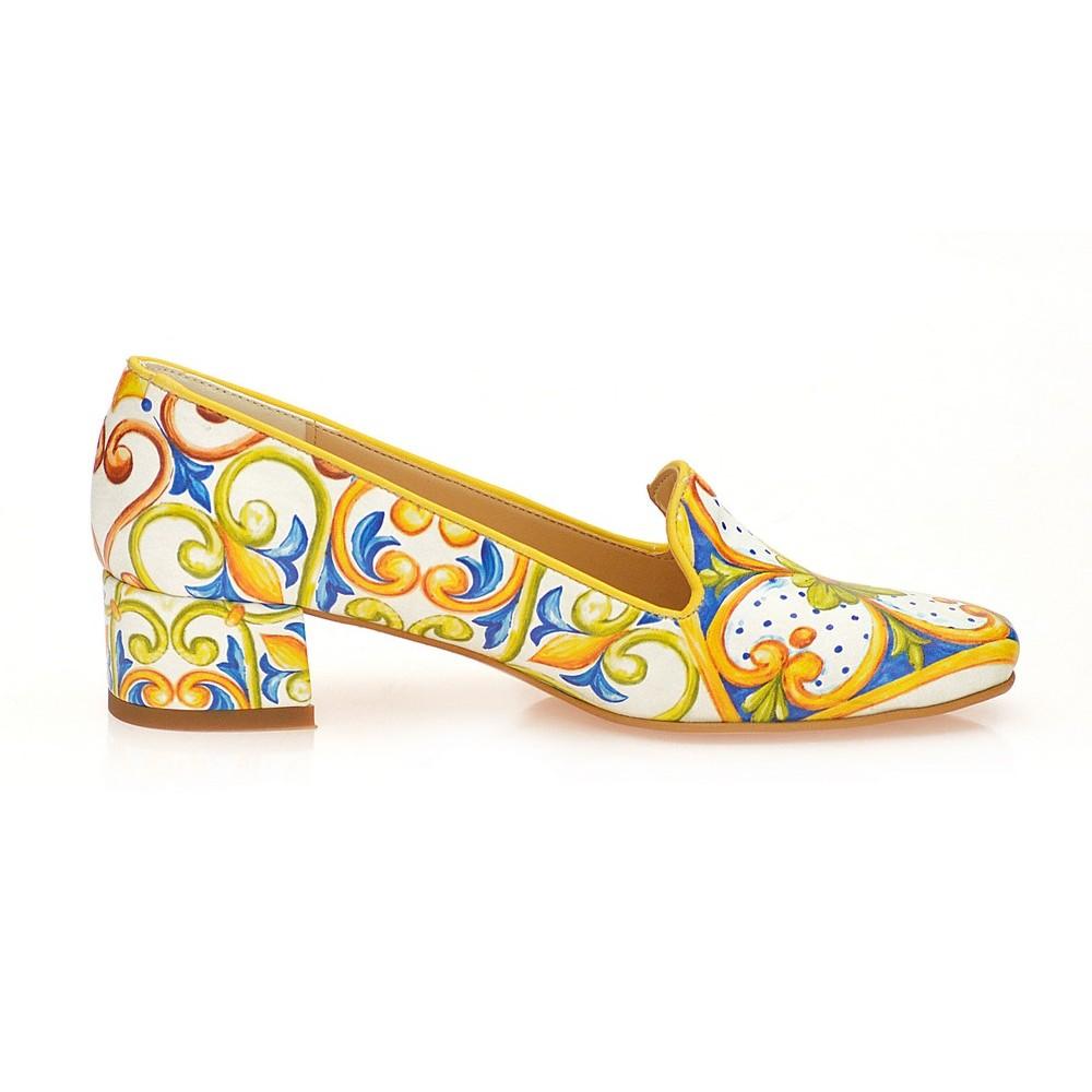 Pattern Flower Career Heel Shoes WDB106 (1421158219872)