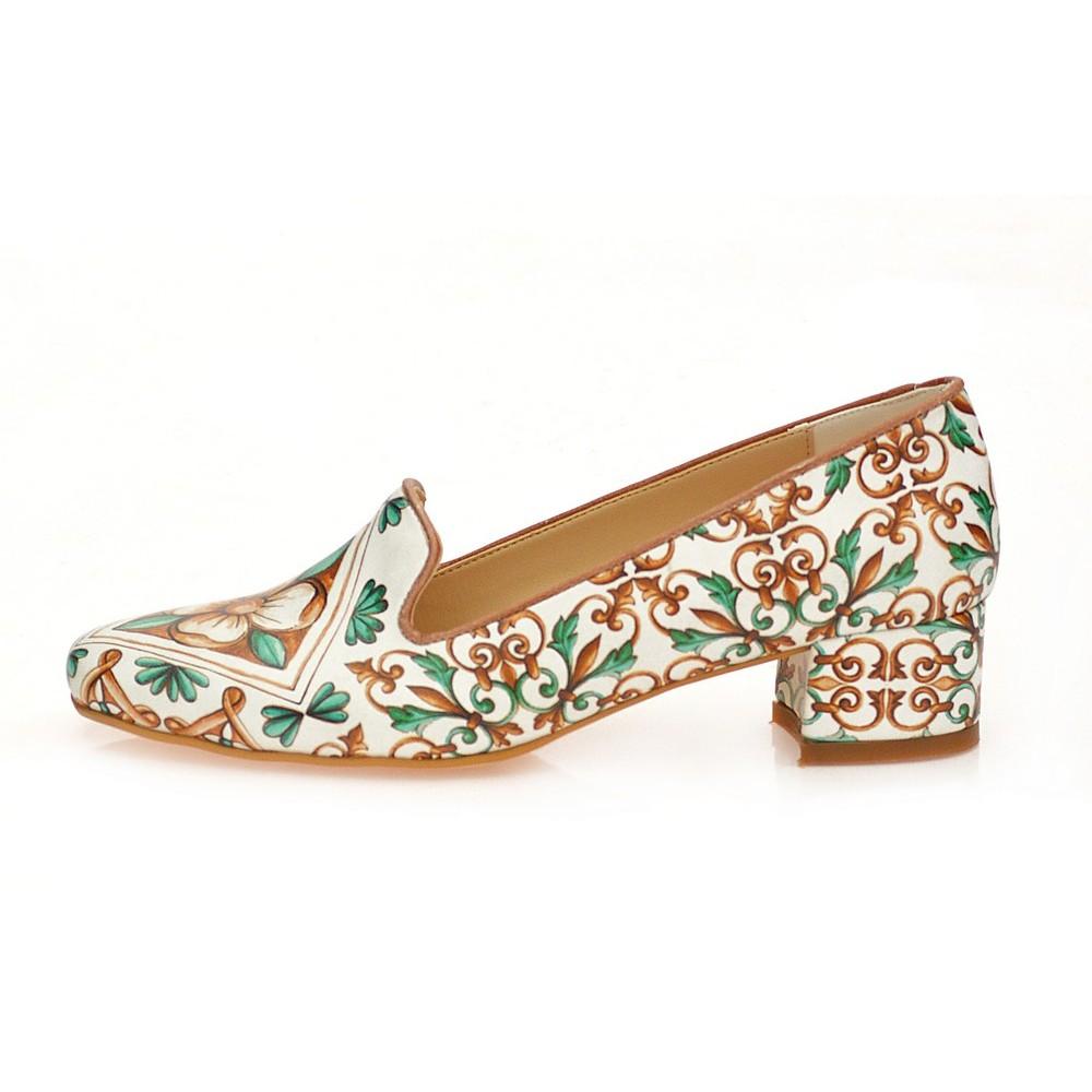 Pattern Flower Career Heel Shoes WDB107 (1421158350944)