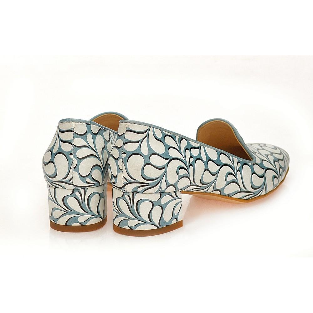 Blue and White Pattern Career Heel Shoes WDB108 (1421158547552)