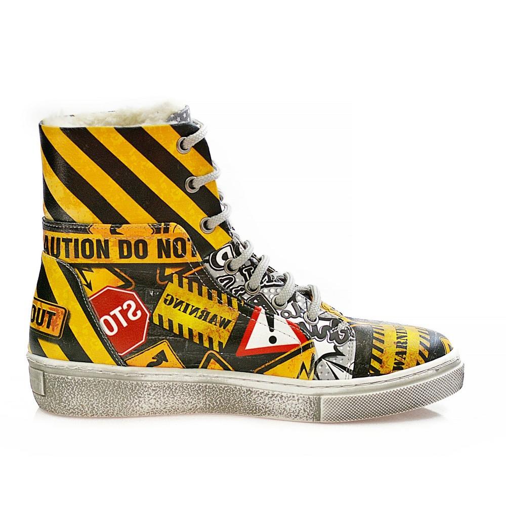 Warning Signs Short Boots WJAS116 (1421228540000)