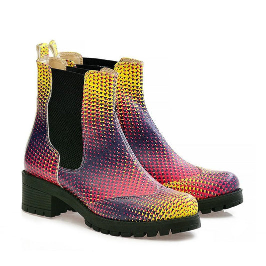 Colored Triangles Short Boots WLAS111 (1421232439392)