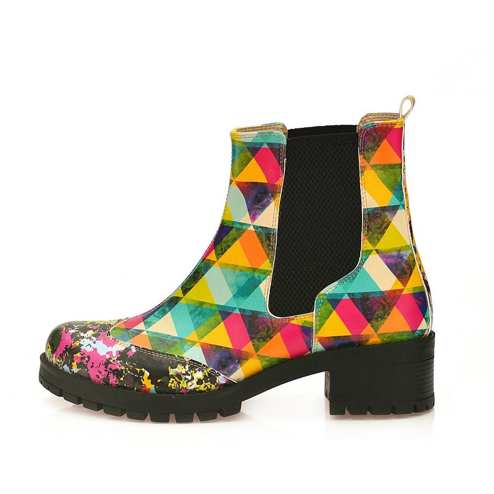 Colored Triangles Short Boots WLAS115 (1421233487968)
