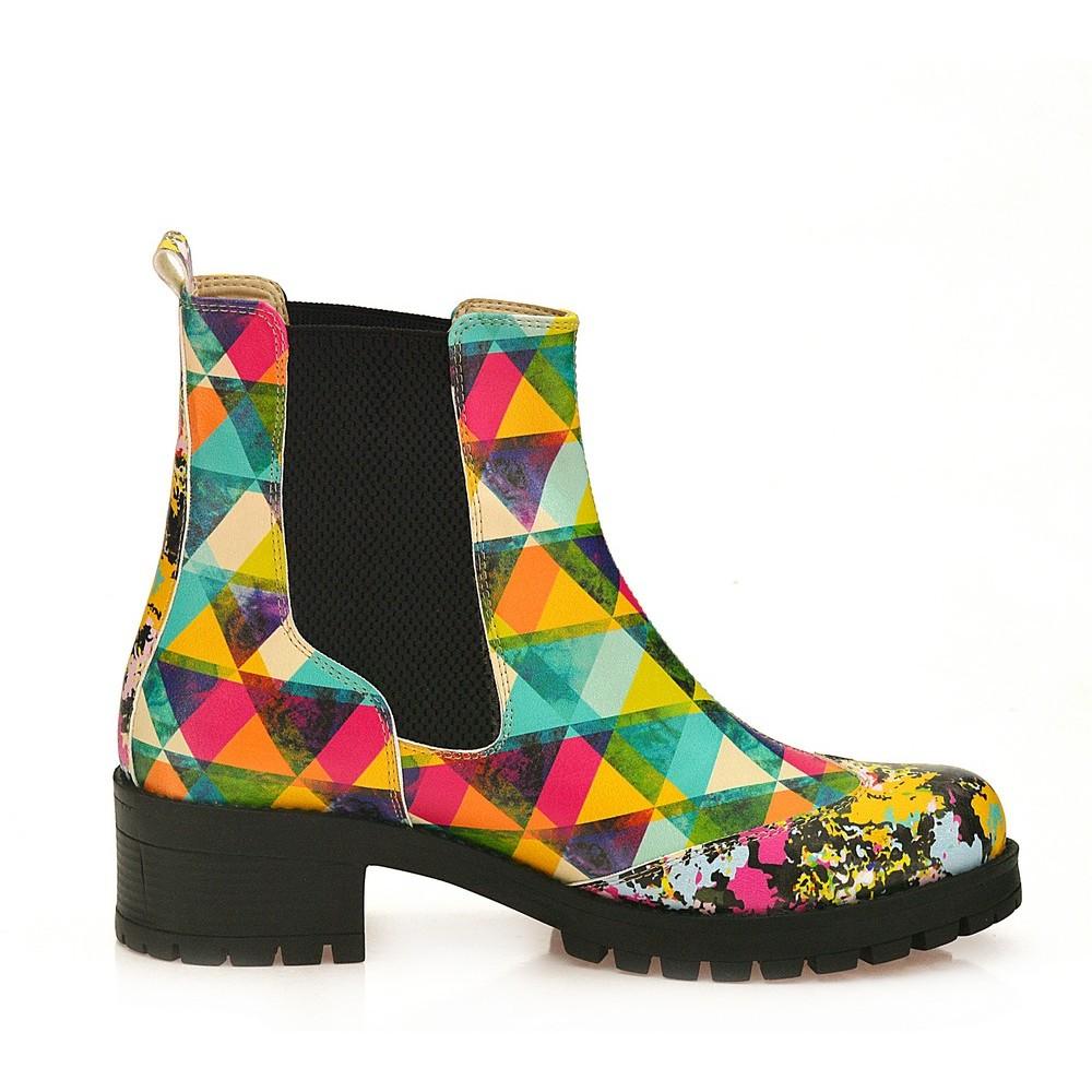 Colored Triangles Short Boots WLAS115 (1421233487968)