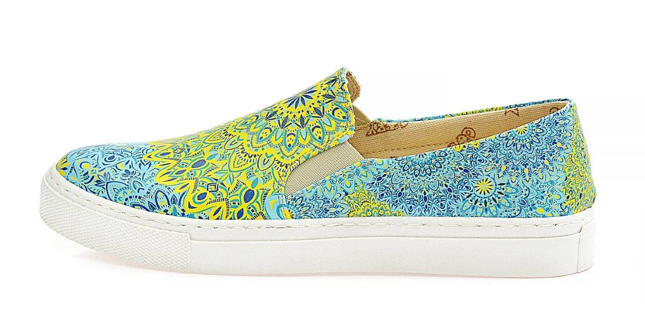 Blue and Yellow Pattern Sneakers Shoes WVN4038 (506282967072)