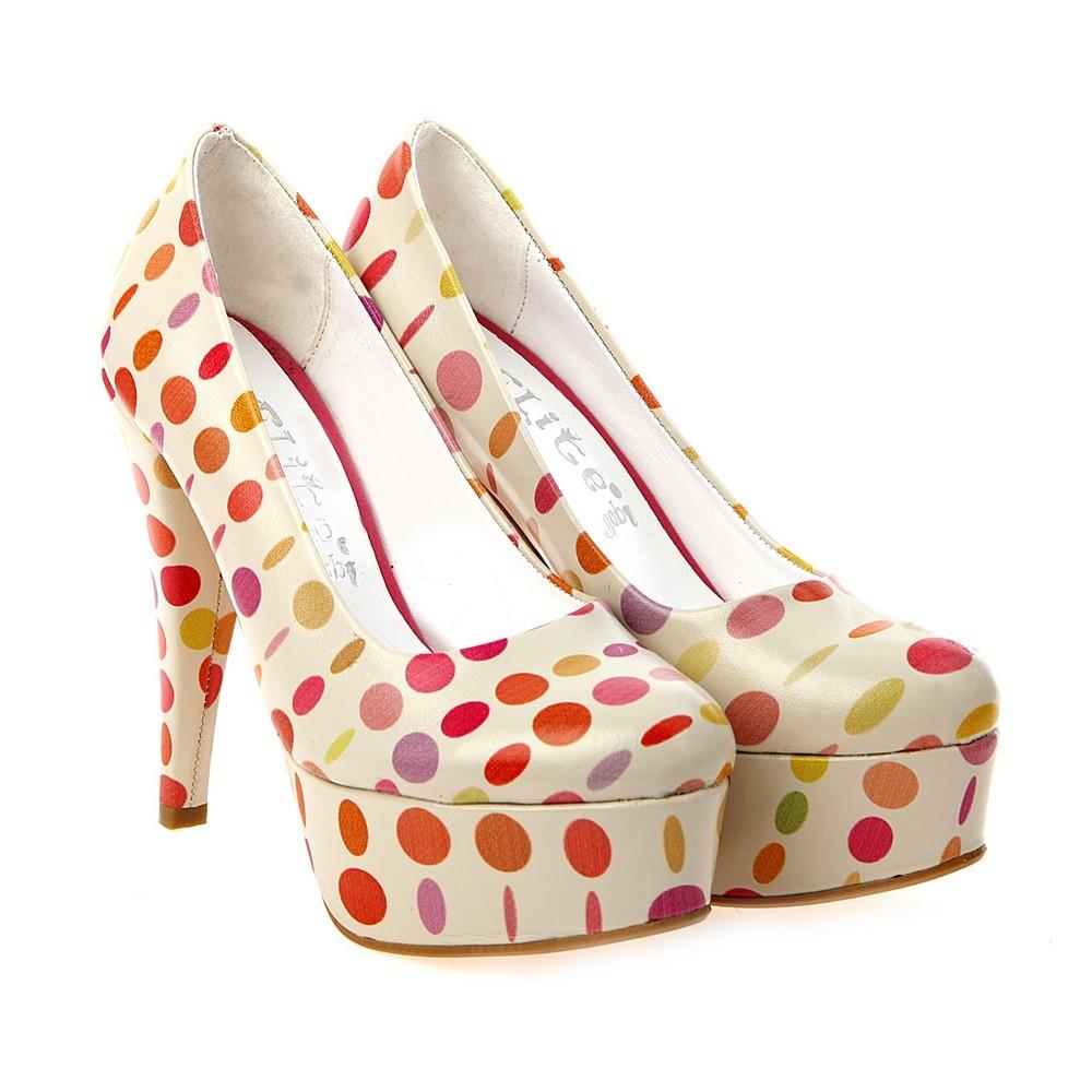 Colored Polka-dot Heel Shoes PLT2030 (1421223460960)