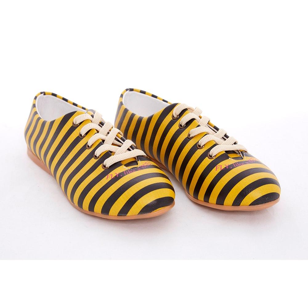 Black and Yellow Striped Ballerinas Shoes SLV073 (506275135520)