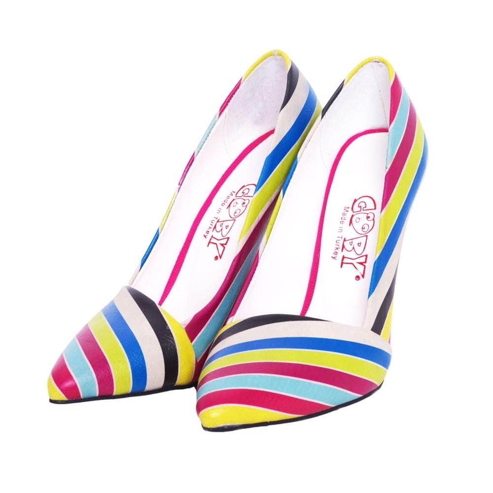 Colored Striped Heel Shoes STL4301 (506277134368)